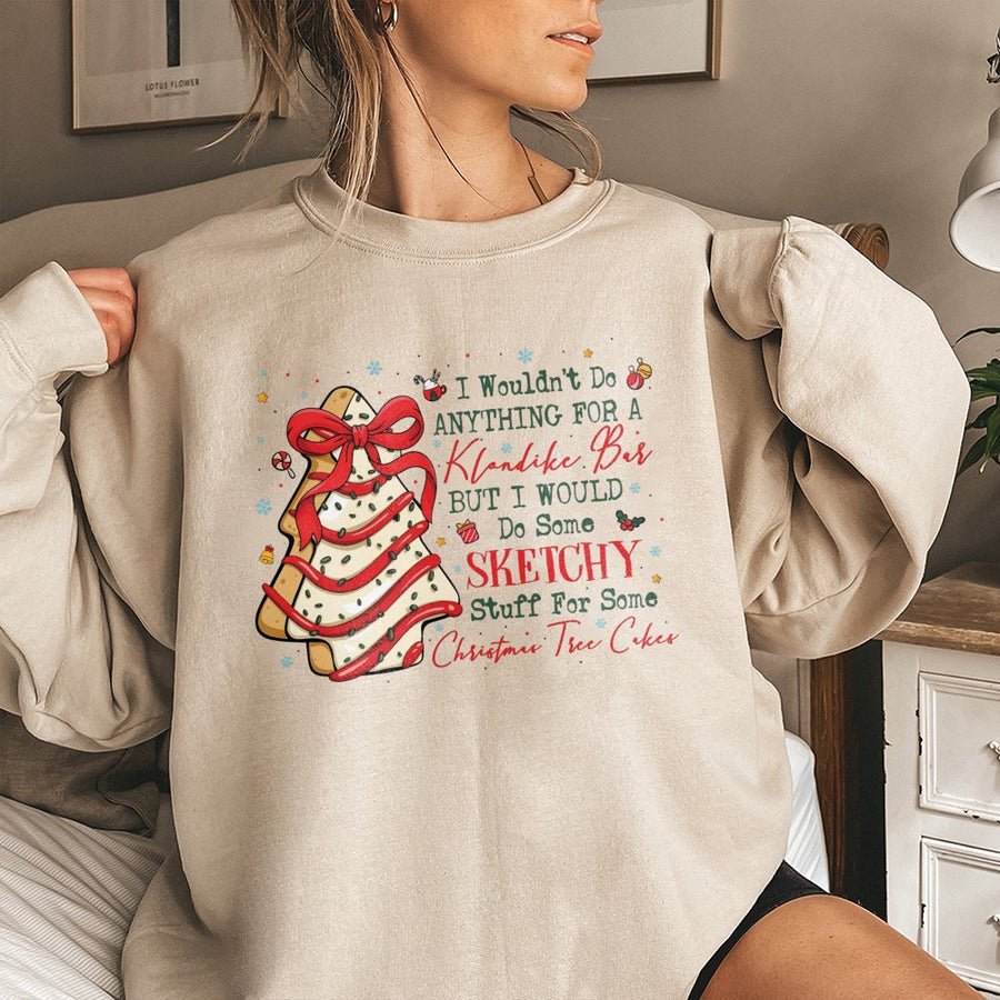 Christmas Tree Cake Sweatshirt | Funny Coquette Aesthetic Holiday Top | Soft Cotton-Blend Crewneck | Cute Secret Santa Gift for Her