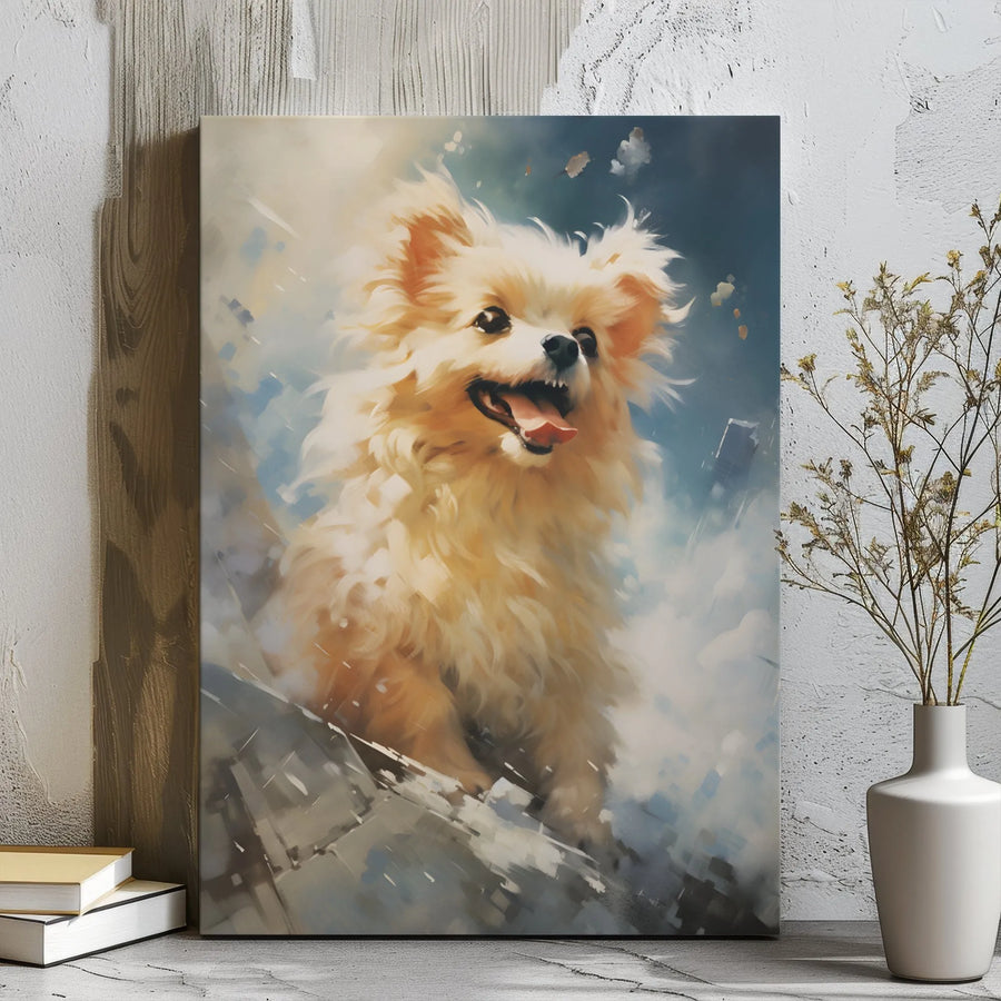 Pomeranian Dog Canvas Wall Art | Painterly Impressionist Portrait | Premium Gallery Wrapped Decor | Gift for Dog Lovers