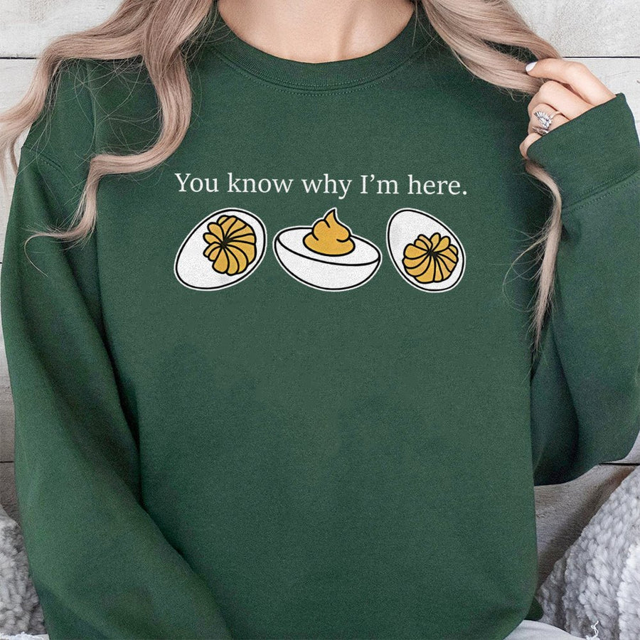 Deviled Eggs Sweatshirt | Funny Thanksgiving Food Quote | Soft Cotton Blend | Holiday Party Gift for Foodies