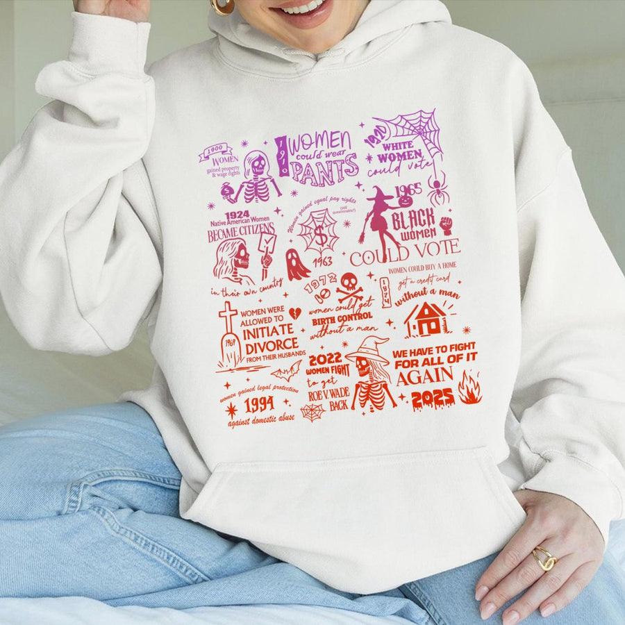 Feminist History Hoodie | Women's Rights Empowerment Graphic | Premium Cotton Blend | Halloween Activist Gift for Her