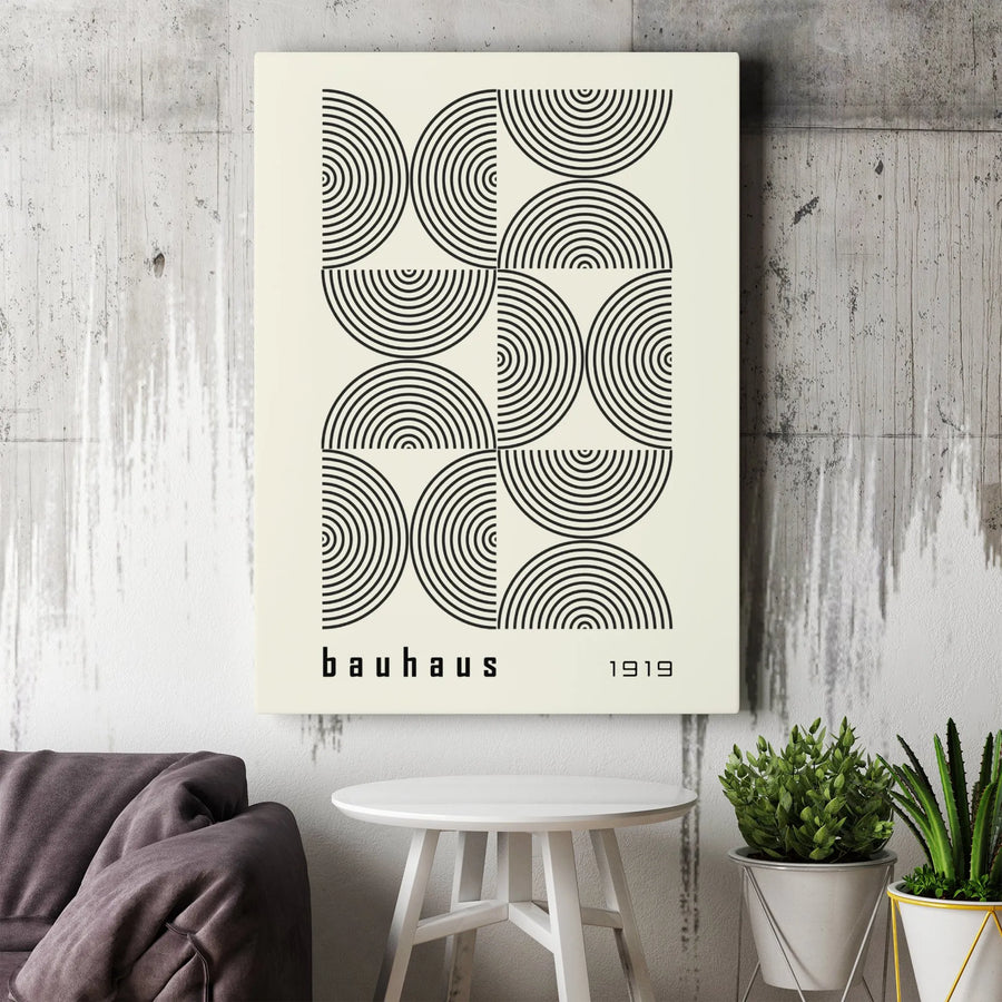 Bauhaus Geometric Wall Art | Minimalist Abstract Semi-Circle Print | Premium 1.25" Gallery Wrap Canvas | Modern Home & Office Decor Gift