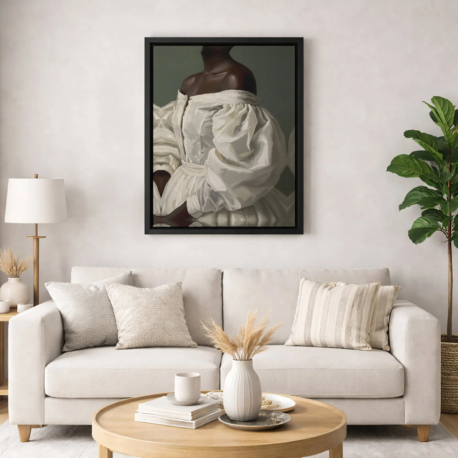 Black Woman Portrait Canvas Art | Classical Oil Painting Style | Premium 1.25-Inch Gallery Wrap | Elegant Home Decor Gift