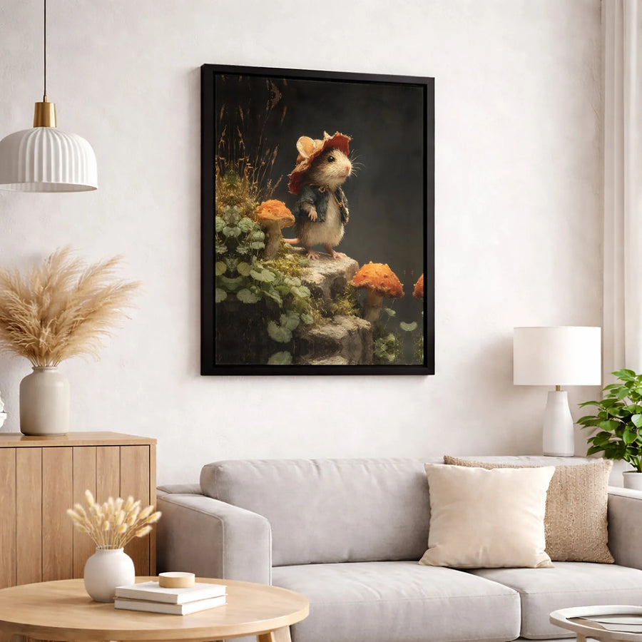 Adventurous Mouse Canvas Print | Whimsical Forest Animal Wall Art | 1.25-Inch Premium Gallery Wrap | Nature-Inspired Nursery Decor Gift