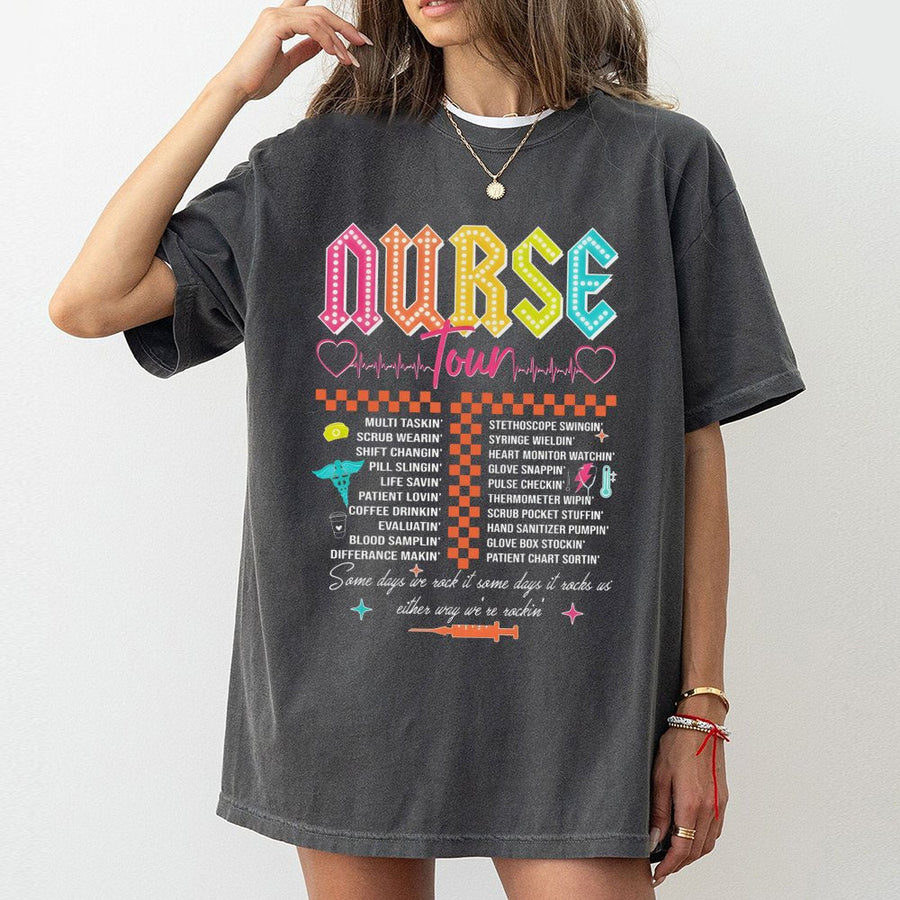 Nurse Tour T-Shirt | Retro Music Festival Graphic | Premium 100% Cotton Tee | Gift for RN, LPN, CNA & Nursing Students