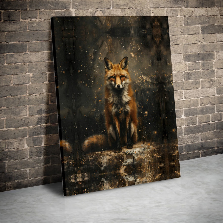 Red Fox Portrait Canvas Wall Art | Moody Wildlife Painting Print | Premium Gallery Wrapped Canvas | Modern Farmhouse & Cabin Decor Gift