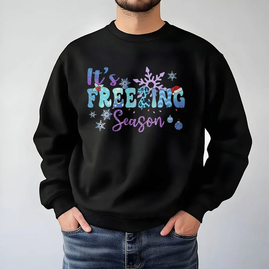 It's Freezing Season Sweatshirt | Christmas Snowflake Graphic Tee | Cozy Premium Cotton Blend | Gift For Her Holiday Winter Outfit