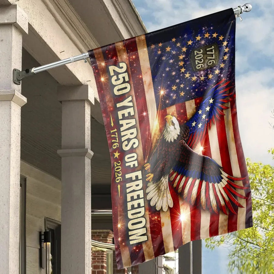 USA 250th Anniversary House Flag | American Eagle 1776-2026 Design | Double Sided Premium Polyester | Patriotic Home Decor Collector's Gift