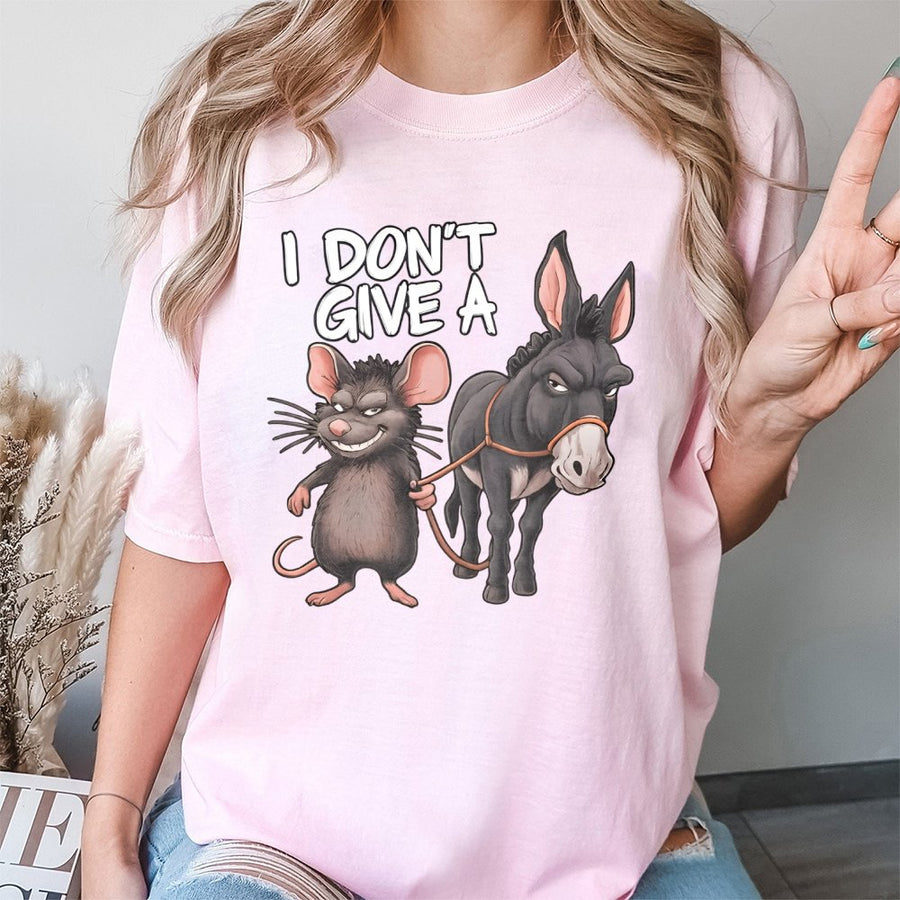 I Don't Give A Rat's Ass T-Shirt | Funny Sarcastic Donkey Graphic Tee | Premium 100% Cotton Apparel | Humorous Gag Gift For Men And Women