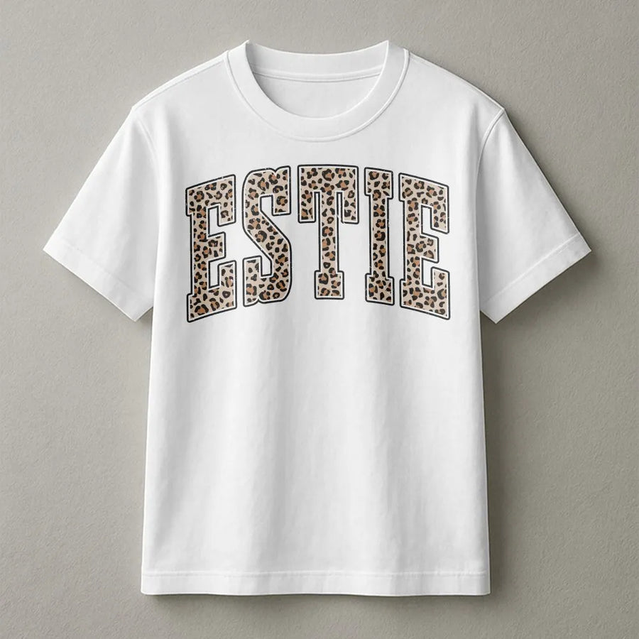 Esthetician T-Shirt | Varsity Leopard Print Lettering | 100% Cotton Premium Tee | Unique Gift For Esthetician or Skincare Specialist