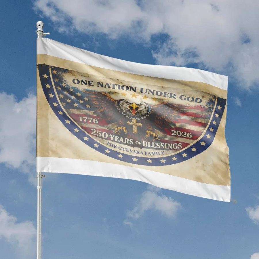 Patriotic Eagle House Flag | One Nation Under God 250th Anniversary Design | Weather Resistant Polyester | Christian Yard & Porch Decor Gift