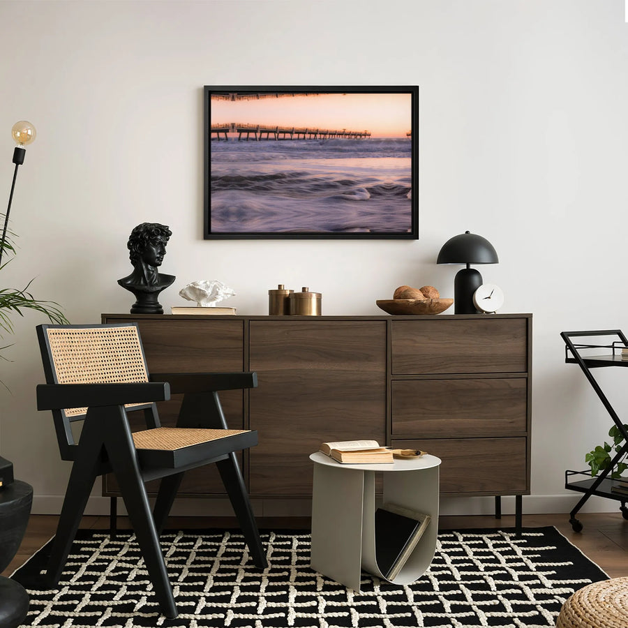 Ocean Pier Canvas Print | Sunset Beach Scenery Wall Art | Gallery Quality 1.25" Profile | Coastal Home Decor Gift