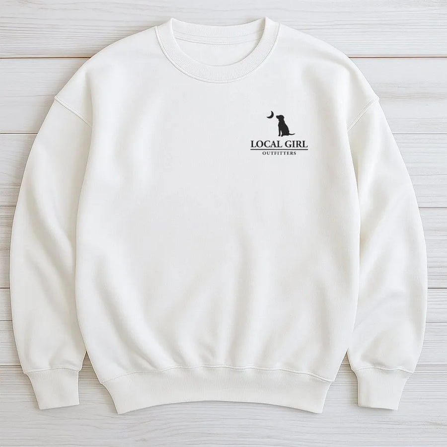 Pink Camo Dog Sweatshirt | Celestial Moon Graphic Design | Cotton-Poly Blend Premium Crewneck | Unisex Gift For Dog Lovers