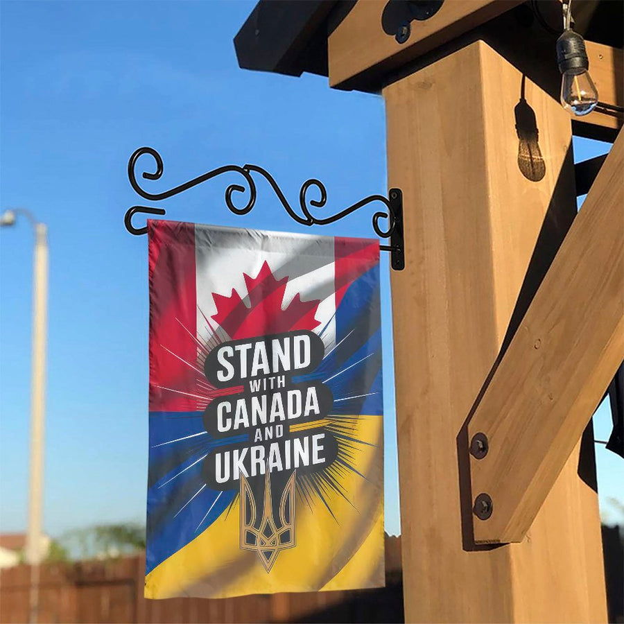 Stand With Canada and Ukraine Garden Flag | Double-Sided Patriotic Support Decor | Weather-Resistant Premium Polyester | Durable Outdoor Yard Gift