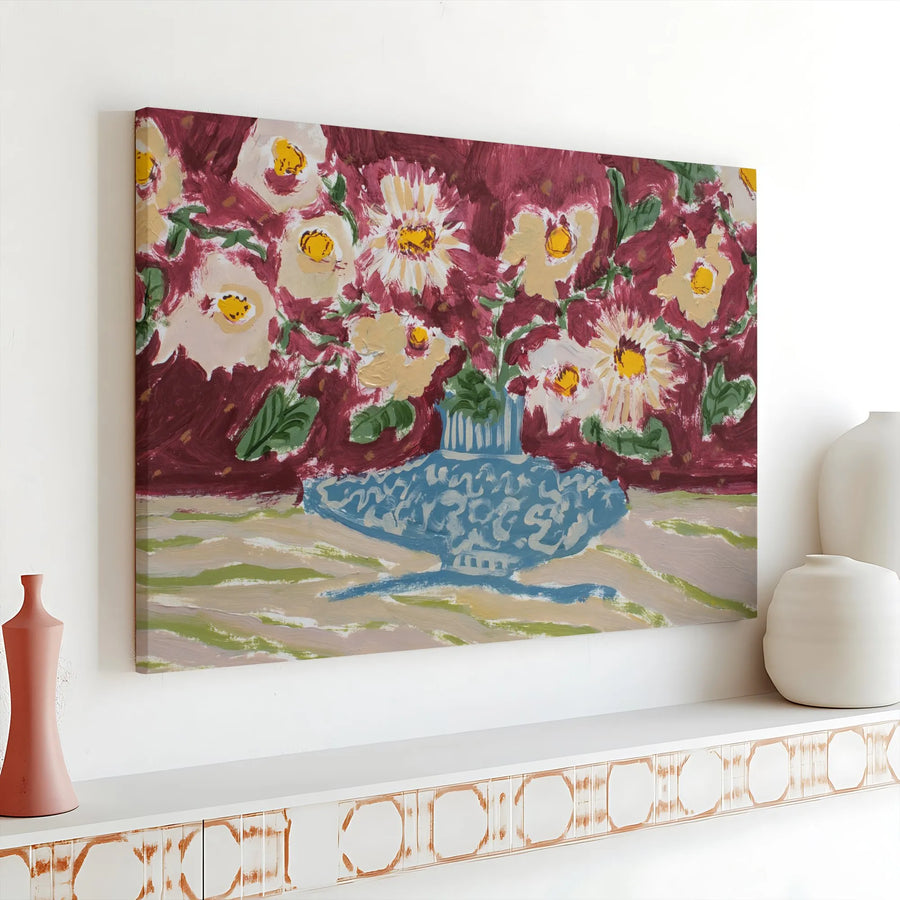 Floral Still Life Canvas Art | Cranberry Floral Bouquet Print | Premium Gallery-Quality Canvas | Modern Farmhouse Wall Decor Gift