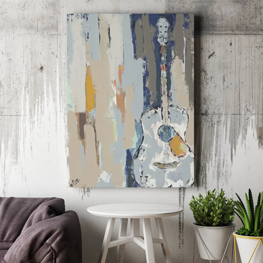 Abstract Guitar Vertical Canvas | Nashville Blues Impasto Style Painting | Premium 1.25" Thick Gallery Wrap | Gift for Musician & Music Lover Home Decor