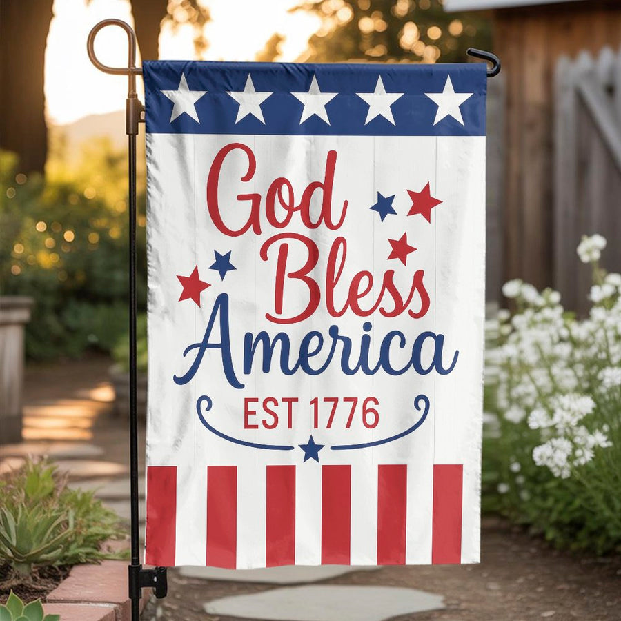 God Bless America Garden Flag | Patriotic 1776 Yard Decor | Weather-Resistant Premium Polyester | Independence Day & Memorial Day Outdoor Gift