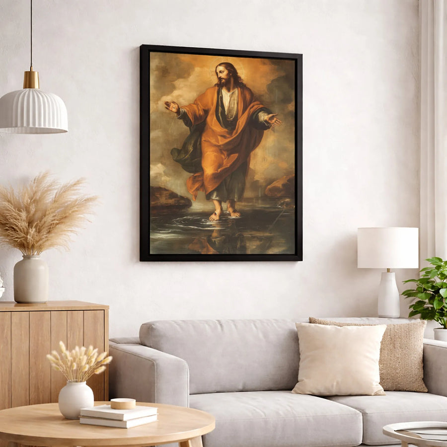 Jesus Walking On Water Canvas Wall Art | Religious Fine Art Print | Premium 1.25-Inch Gallery Wrap | Christian Home Decor Gift