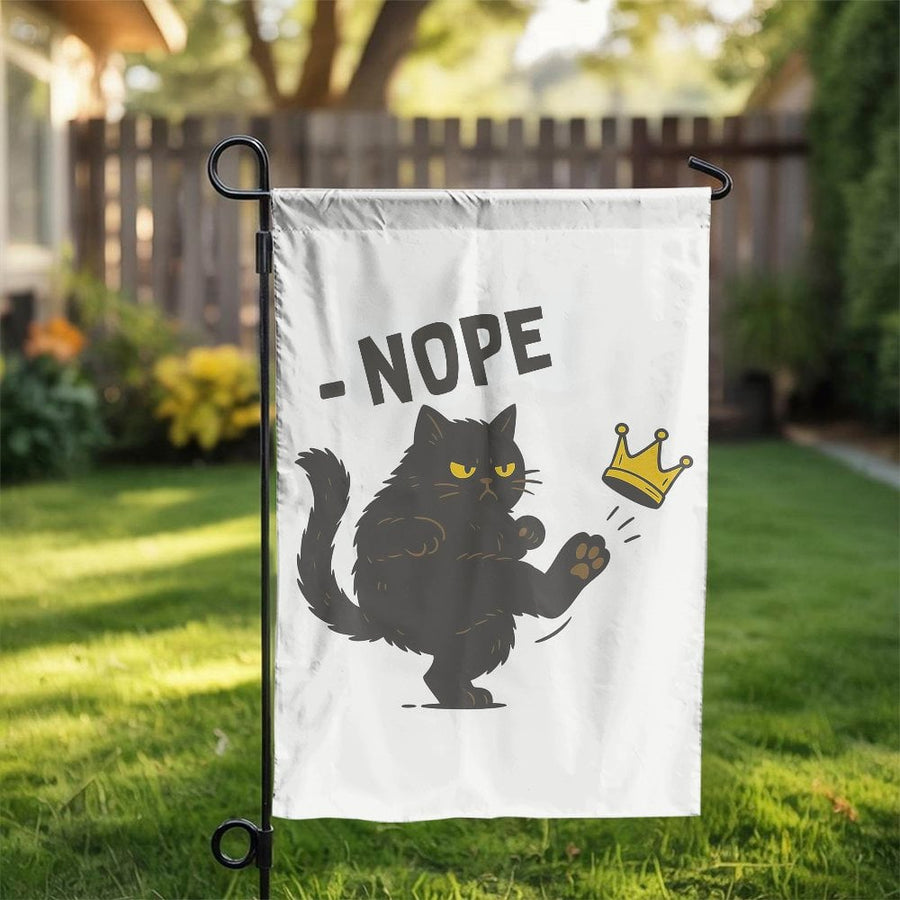 Nope Black Cat Garden Flag | Funny Anti-Monarchy Yard Decor | Weather-Resistant Polyester | Quirky Pet Lover Gift for Front Yard