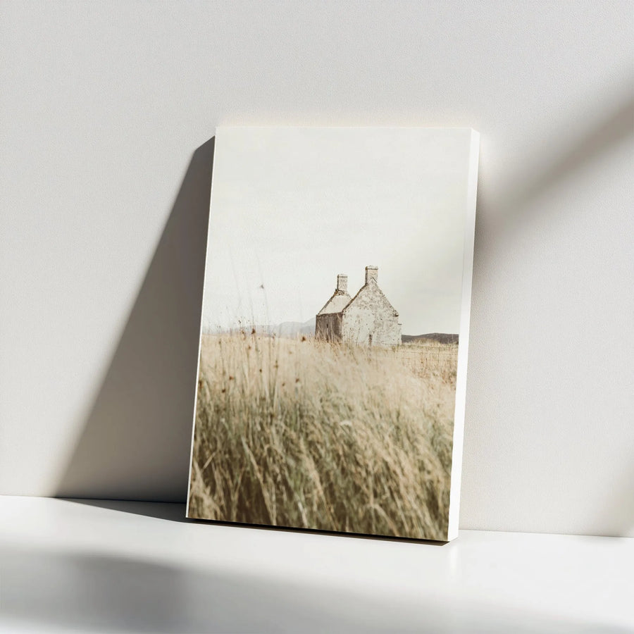 Rustic Cottage Vertical Canvas | Moody Countryside Landscape Photography | Premium Gallery Wrapped 1.25" Thick Print | Modern Farmhouse Home Decor Gift