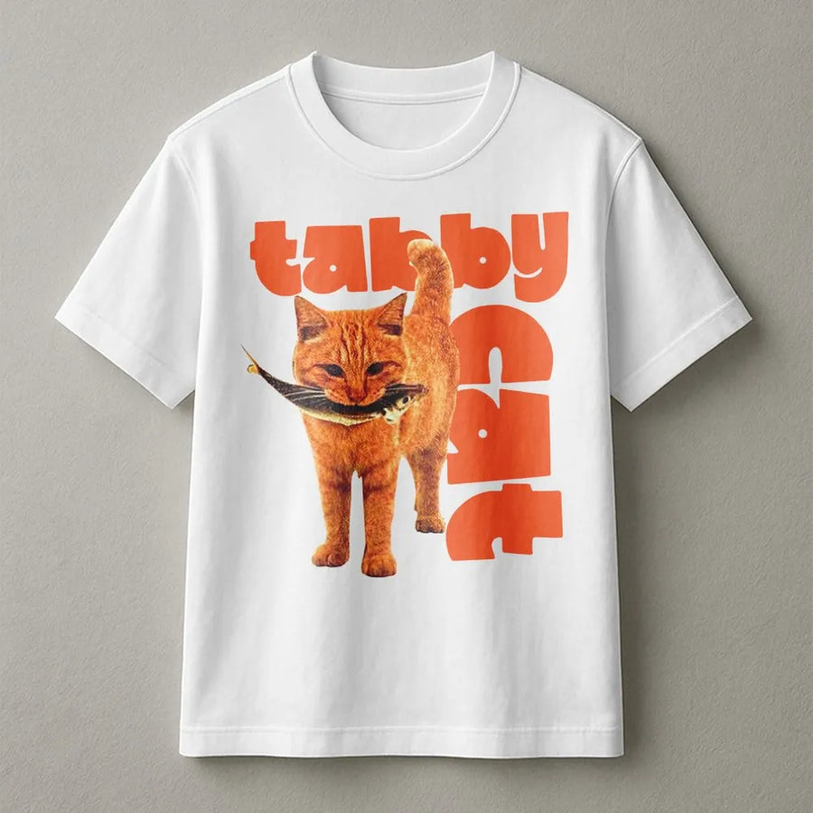 Orange Tabby Cat T-Shirt | Funny Retro Graphic Design | Premium Soft Cotton Tee | Cute Animal Lover Gift for Women and Men