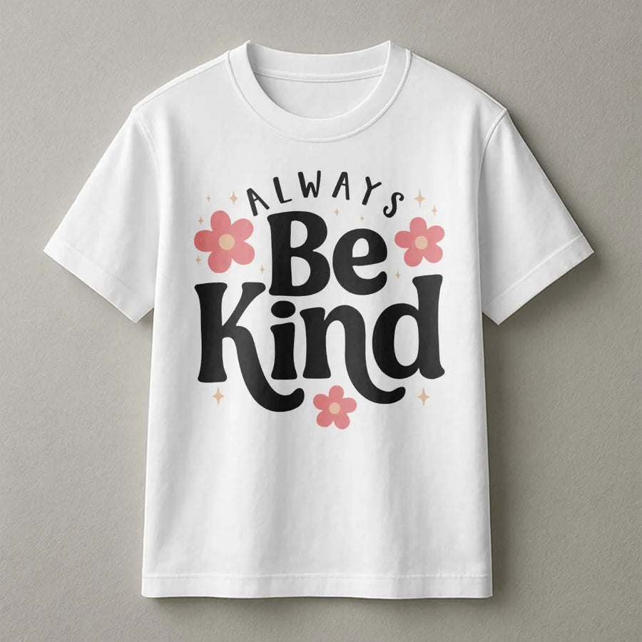Be Kind T-Shirt | Retro Floral Positive Quote Graphic Tee | Soft Cotton Unisex Top | Inspirational Gift for Women and Teachers