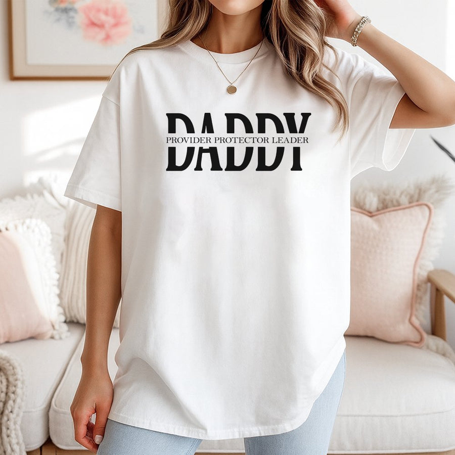 Daddy Provider Protector Leader T-Shirt | Minimalist Graphic Father's Day 2026 Gift | 100% Cotton Premium Tee | Apparel for Dads & New Fathers