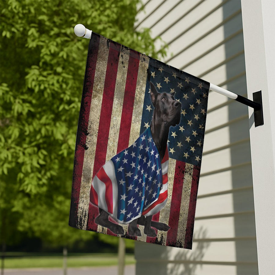 Great Dane Garden Flag | Patriotic American Flag & Dog Print | Weather-Resistant Premium Polyester | Independence Day Outdoor Decor Gift
