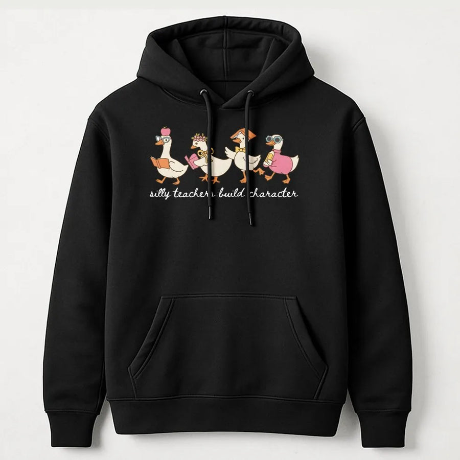 Silly Teacher Goose Hoodie | Cute Animal Back To School Graphic | Premium Cotton Blend | Funny Educator Teacher Appreciation Gift