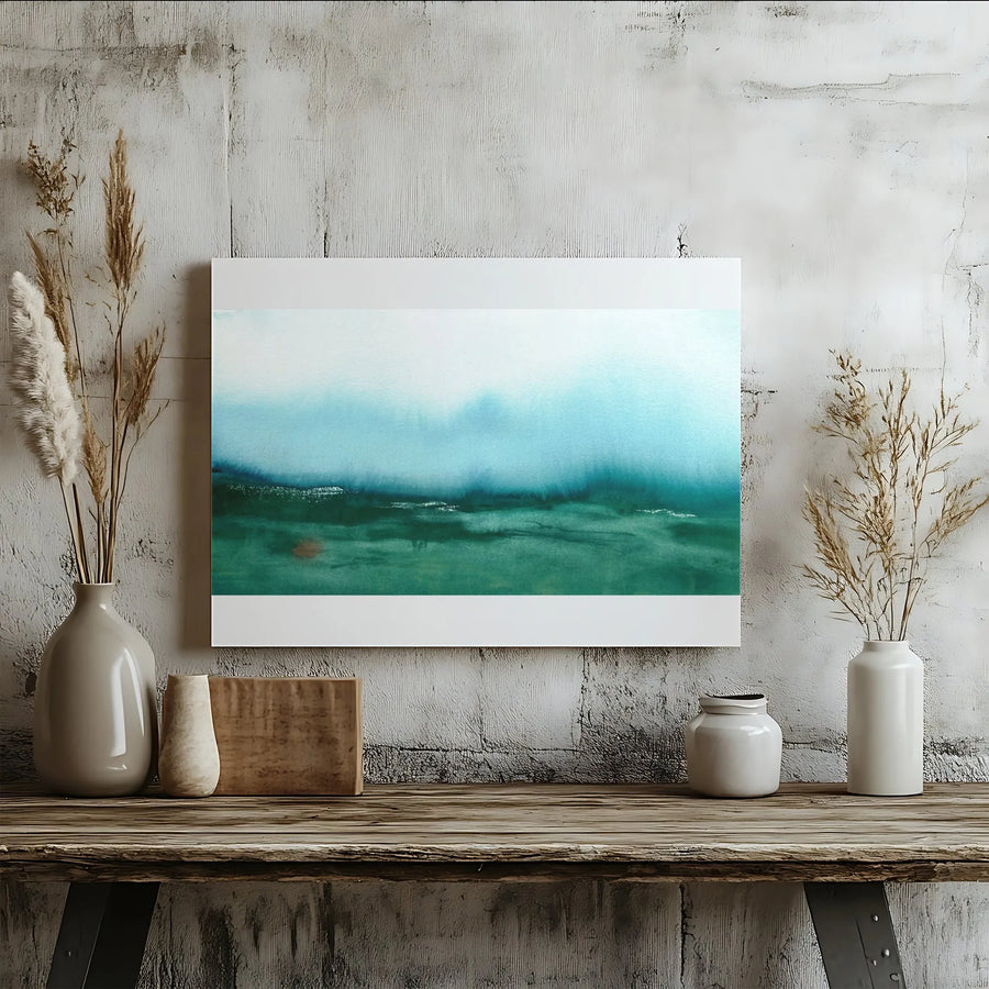 Aurora Borealis Canvas Wall Art | Abstract Watercolor Landscape Print | Premium Gallery Wrap Canvas | Modern Living Room & Office Decor Gift