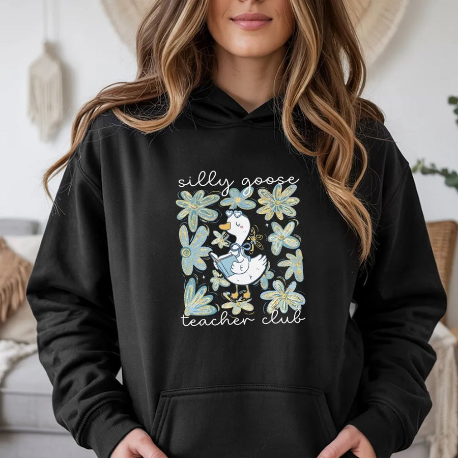 Silly Goose Teacher Club Shirt | Floral Goose Comfort Colors Tee | Premium Cotton | Gift for New Elementary School Teacher