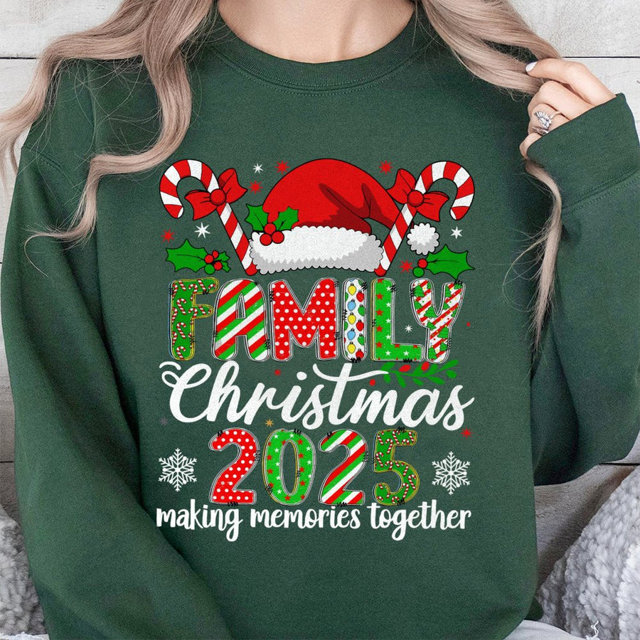 Family Christmas 2025 Sweatshirt | Making Memories Together Holiday Graphic | Unisex Cotton Blend | Matching Xmas Party Gift for Adults