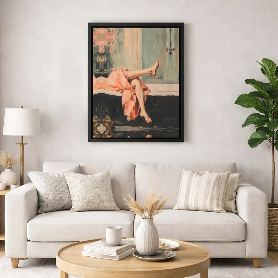 Woman In Bathtub Canvas Wall Art | Impressionist Oil Painting Style | Premium Fade-Resistant Print | Elegant Bedroom Bathroom Decor