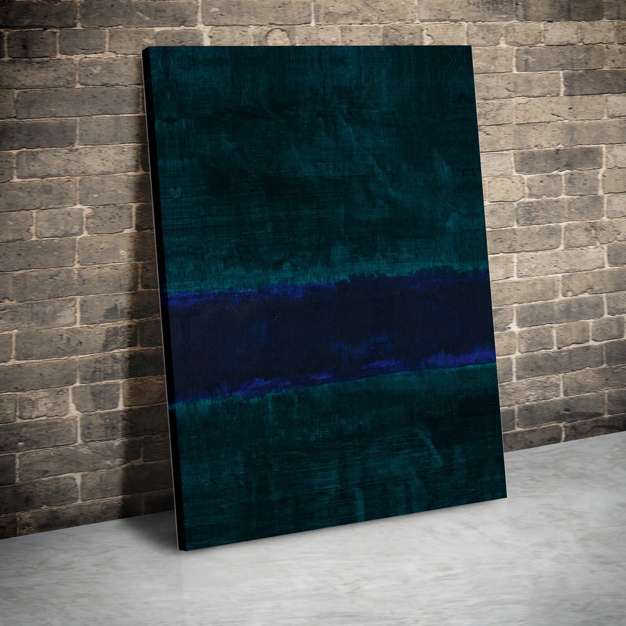 Abstract Teal And Blue Wall Art | Modern Minimalist Horizontal Stripe Canvas Print | 1.25 Inch Gallery Wrap | Premium Home And Office Decor