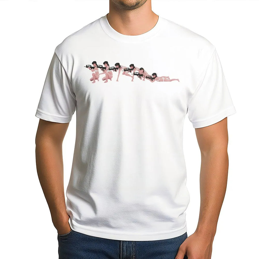 Tactical Anime Girl T-Shirt | Sequential Action Pose Graphic | 100% Premium Cotton Tee | Edgy Gift for Gamers and Otaku