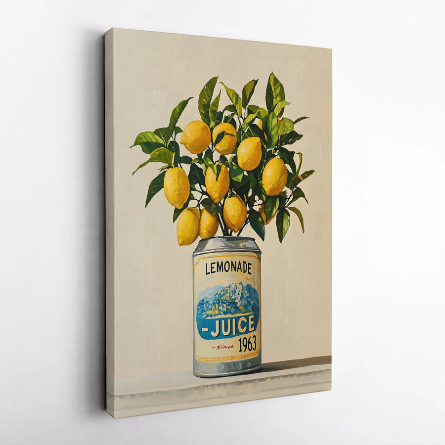 Lemonade Art Print | Vintage Kitchen Still Life Canvas | Premium Gallery-Wrapped Decor | Botanical Lemon Branch Poster for Home or Cafe
