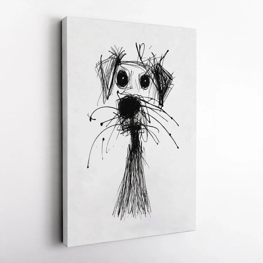 Abstract Scribble Dog Canvas Wall Art | Minimalist Line Drawing | Premium Gallery-Wrapped 1.25 Inch Profile | Unique Pet Lover Gift Decor