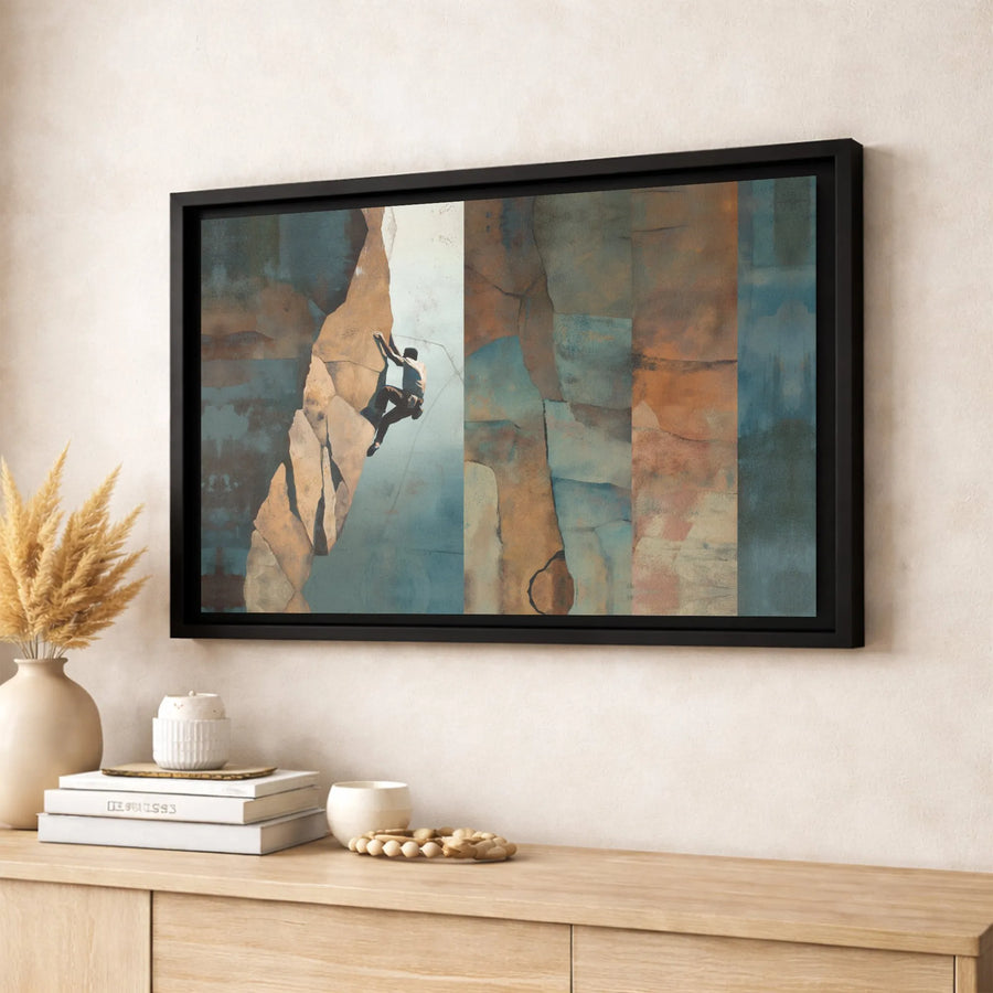 Rock Climber Canvas Print | Abstract Mountain Adventure Wall Art | Premium Gallery Wrapped Decor | Modern Sports Gift for Climber