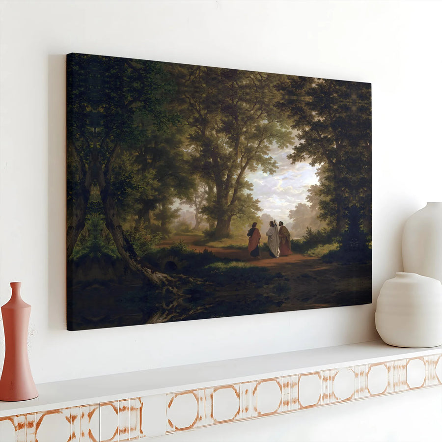 Jesus on the Road to Emmaus Canvas Print | Classic Christian Fine Art Wall Decor | Gallery Wrapped Premium Canvas | Religious Home Gift