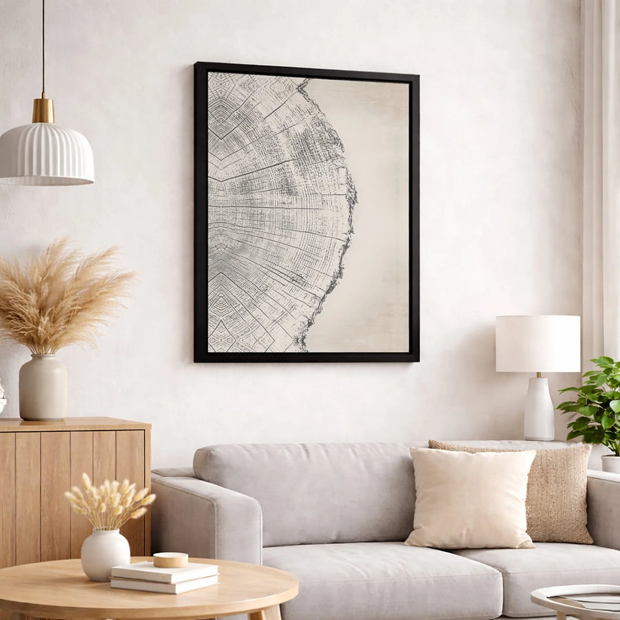 Abstract Tree Ring Canvas Wall Art | Minimalist Wood Slice Texture Print | Premium Gallery-Wrapped Decor | Nature-Inspired Home Office Gift