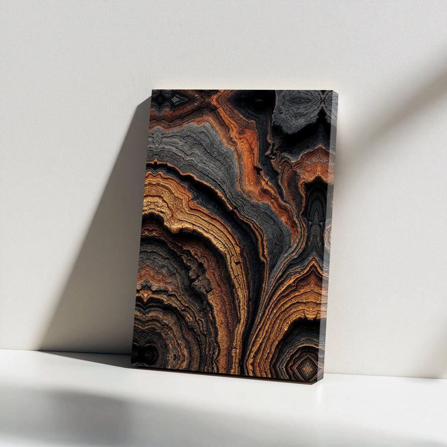 Abstract Geode Canvas Art | Black and Copper Agate Texture | Premium 1.25" Gallery Wrap | Modern Office & Living Room Decor Gift