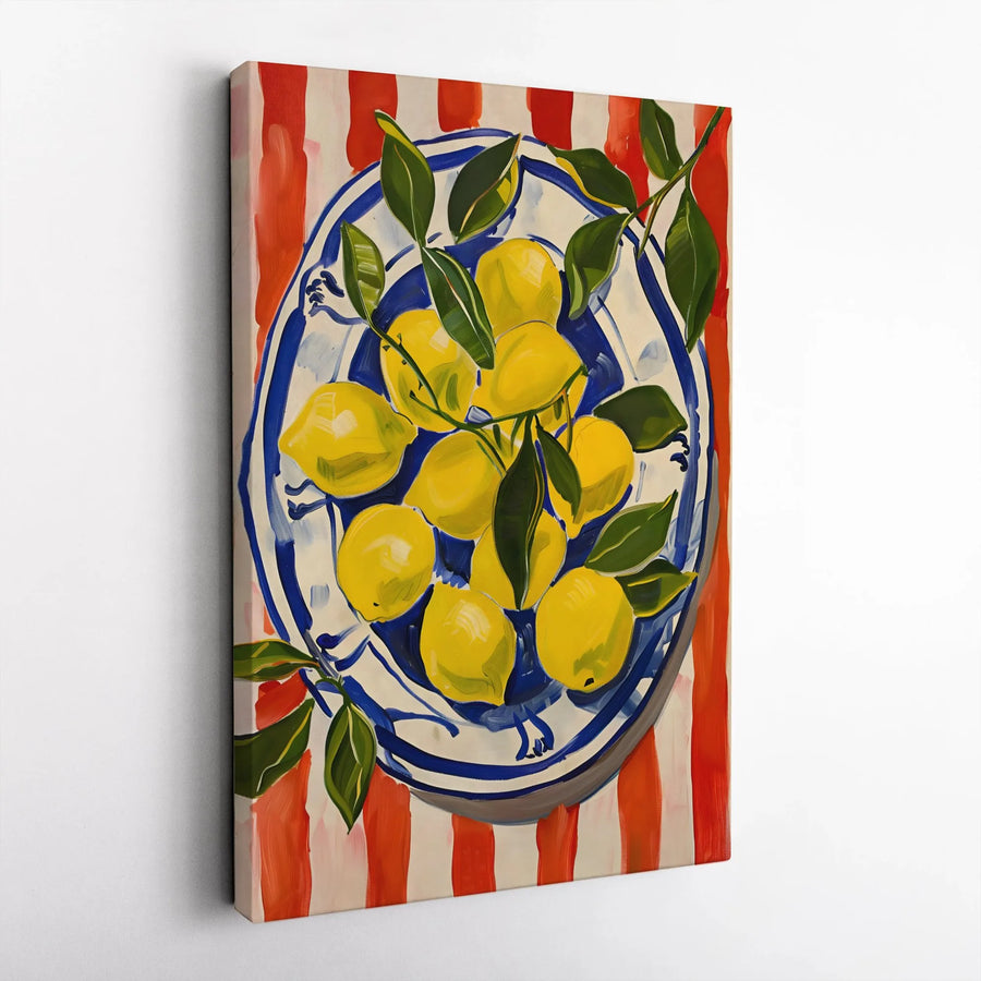 Mediterranean Lemon Canvas Print | Italian Kitchen Still Life Art | Premium Gallery Style Wall Art | Kitchen & Dining Room Decor Gift