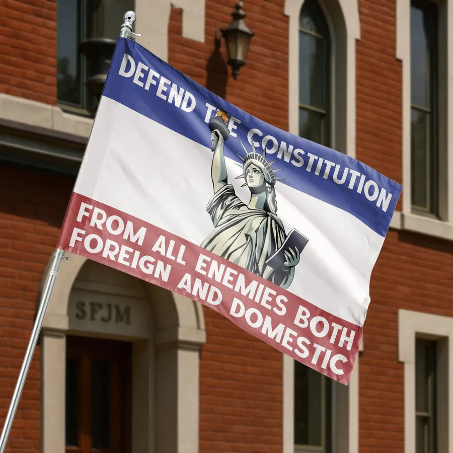 Defend the Constitution Flag | Statue of Liberty Patriotic Decor | Double Sided Premium Polyester | Gift for Veterans & Military Families