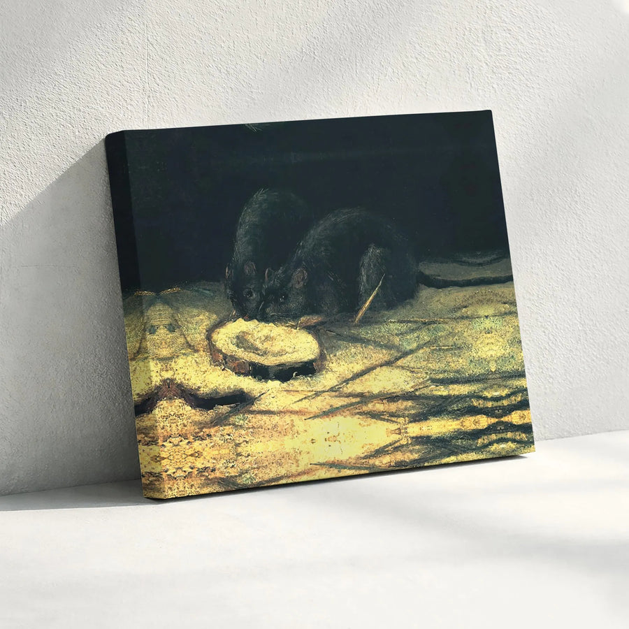 The Rats In The Grenier Canvas Print | Fine Art Reproduction Wall Decor | Gallery-Wrapped 1.25-Inch Profile | Classic Oil Painting Gift For Art Lovers