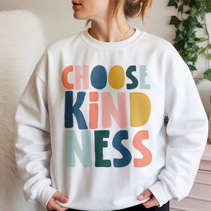 Choose Kindness Sweatshirt | Colorful Retro Lettering | Premium Cotton Unisex Tee | Gift for Teacher Appreciation