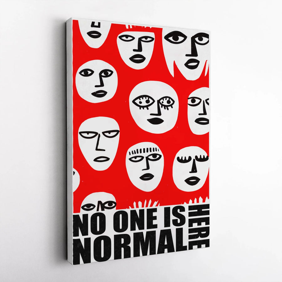 No One Is Normal Here Canvas | Abstract Faces Pop Art Wall Decor | Premium Gallery Wrapped Print | Modern Minimalist Home Office Gift