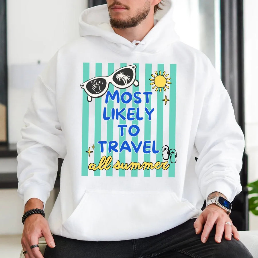 Most Likely To Read Books Hoodie | Retro Summer Vacation Graphic | Premium Cotton Tee | Funny Gift for Book Lovers and Librarians
