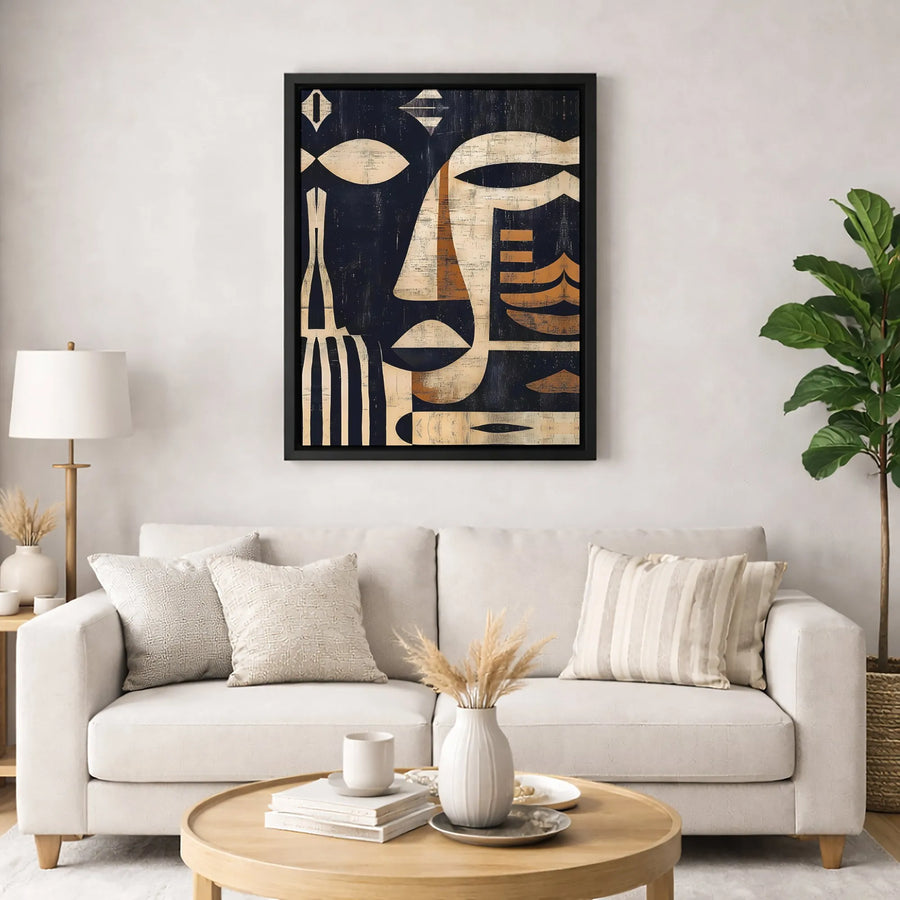 Abstract Cubist Face Canvas Art | Geometric Minimalist Wall Decor | Premium Fade-Resistant Gallery Wrap | Modern Home Office Gift