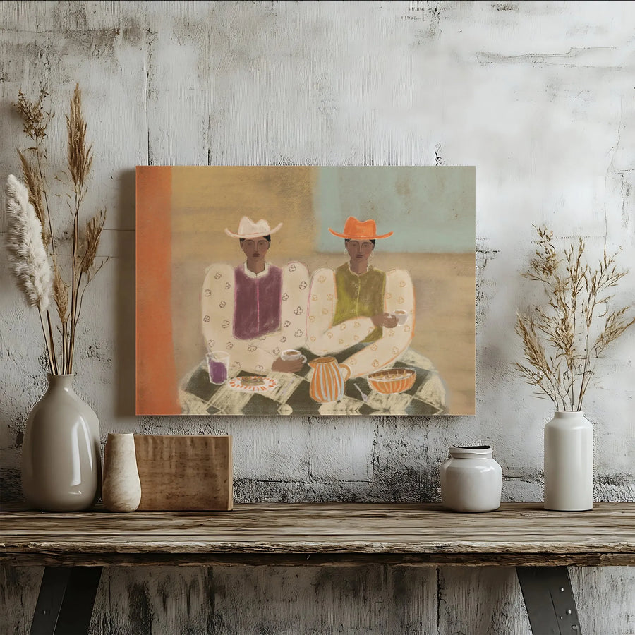 Boho Western Canvas Print | Modern Figurative Cowboy Art | Premium Gallery Wrapped Canvas | Southwestern Home Decor Gift