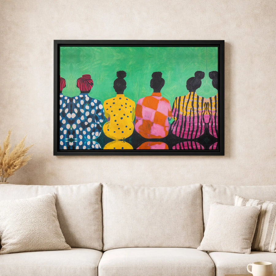 Black Women Wall Art | Abstract Fashion Illustration | 1.25 Inch Premium Gallery Canvas | Vibrant Boho Home Decor Gift For Her