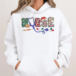 Christmas Nurse Hoodie | Festive Stethoscope Holiday Design | Soft Cotton-Poly Blend | Thoughtful Gift for Nurses and Nursing Students